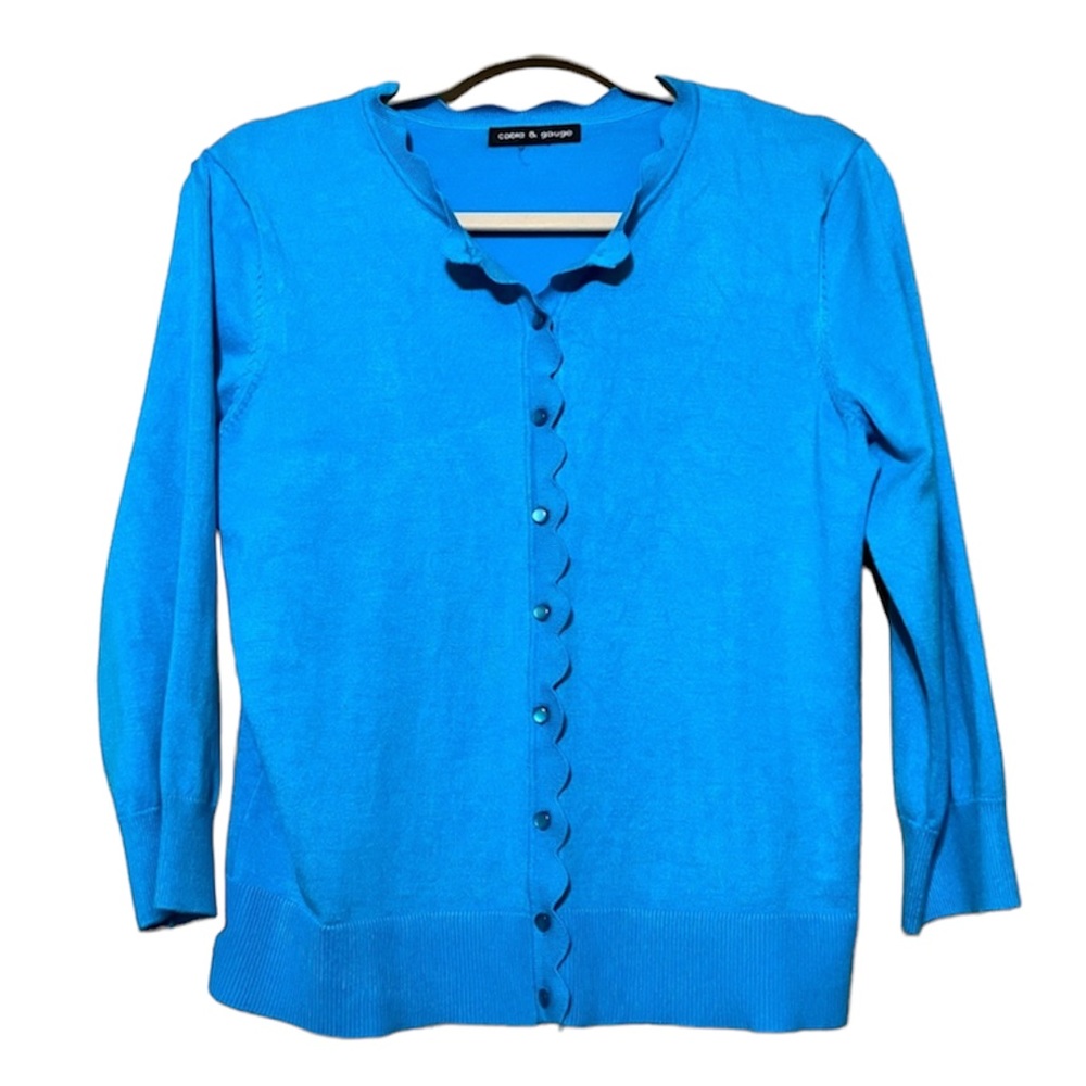 Cable & Gauge Bright Blue Button-Front Cardigan